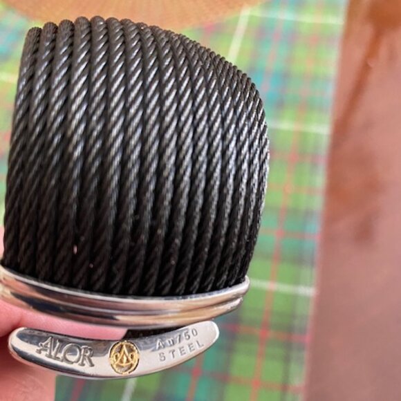 ALOR Designer Black 18 Row Cable Bracelet Bangle Cuff 18K - Picture 4 of 7